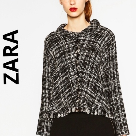 Zara Tweed Cape Poncho Pullover - Picture 1 of 5